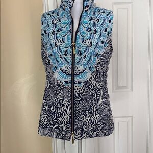 Lilly Pulitzer Noella Puffer Vest High Tide Navy Purrfect Set Quilted 80% Down L